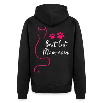 Best Cat Mom Ever Women Pink Kitten Lover - Unisex Premium Organic Zip Hoodie - black - Back - Nico (187cm)
