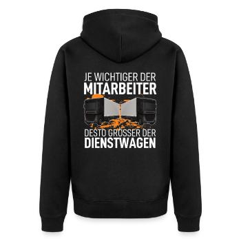 Lkw-Fahrer - Unisex Premium Bio Zip Hoodie - Schwarz - Hinten - Nico (187cm)