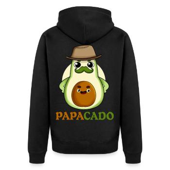 Papa Vatertag Papacado Geburtstag Avocado Geschenk - Unisex Premium Bio Zip Hoodie - Schwarz - Hinten - Nico (187cm)