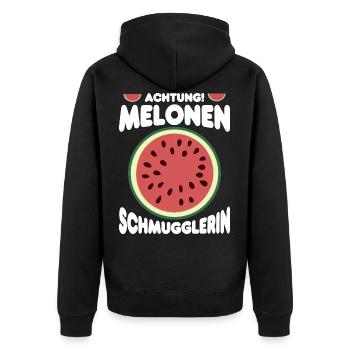 Tolle Melonen Schmugglerin Geschenkidee - Unisex Premium Bio Zip Hoodie - Schwarz - Hinten - Nico (187cm)