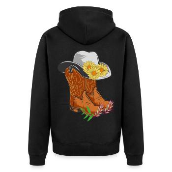 COWBOY BOOT - Unisex Premium Bio Zip Hoodie - Schwarz - Hinten - Nico (187cm)