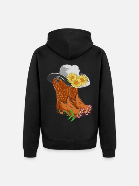 COWBOY BOOT - Unisex Premium Organic Zip Hoodie - black