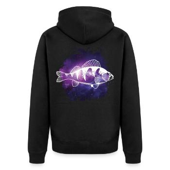 Fish perch silhouette fishing icon - Unisex Premium Organic Zip Hoodie - black - Back - Nico (187cm)