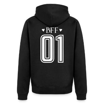 Bff 01 Beste Freunde - Unisex Premium Bio Zip Hoodie - Schwarz - Hinten - Nico (187cm)