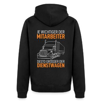 Lkw-Fahrer - Unisex Premium Bio Zip Hoodie - Schwarz - Hinten - Nico (187cm)
