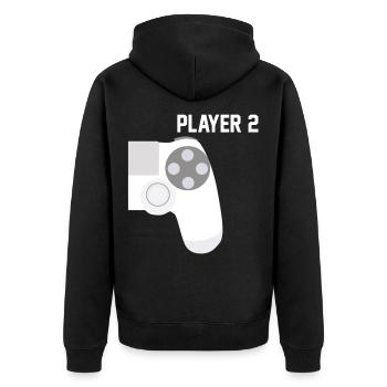 Zocker Gamer Player 2 - Unisex Premium Organic Zip Hoodie - black - Back - Nico (187cm)