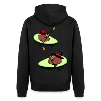 Kayak Avocado Rennen Paddel Boot Rudern sportlich - Unisex Premium Bio Zip Hoodie - Schwarz - Hinten - Nico (187cm)