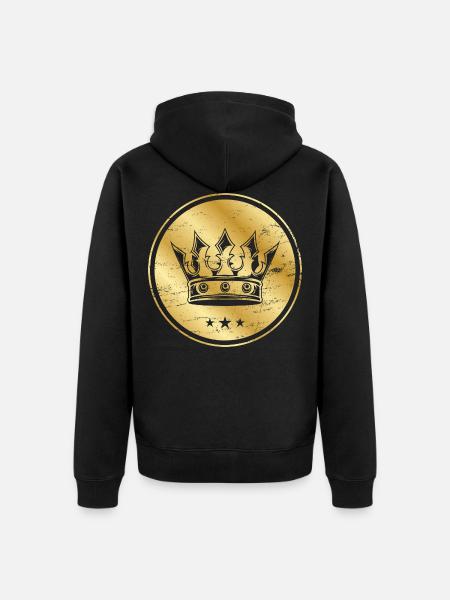Crown gold royal symbol - Unisex Premium Organic Zip Hoodie - black