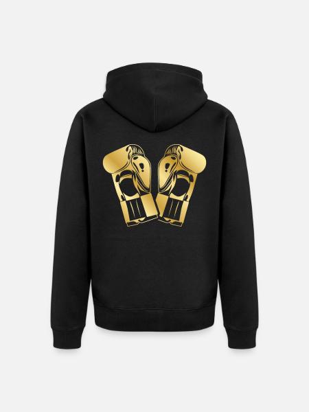 Boxhandschuhe Symbol Gold - Unisex Premium Bio Zip Hoodie - Schwarz