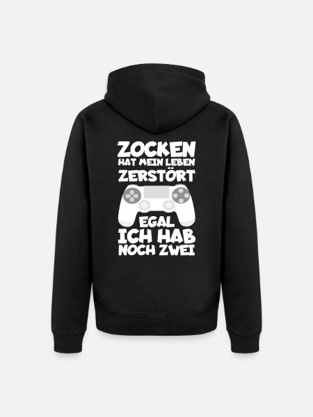 Zocken - Unisex Premium Bio Zip Hoodie - Schwarz
