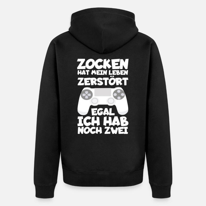 Zocken - Unisex Premium Bio Zip Hoodie - Schwarz