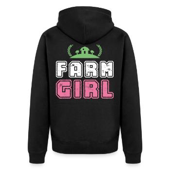 Farm girl farm farmer - Unisex Premium Organic Zip Hoodie - black - Back - Nico (187cm)