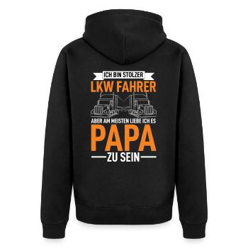 Truck Driver & Dad - Unisex Premium Organic Zip Hoodie - black - Back - Nico (187cm)