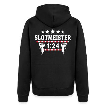 Slotracing Slotcar Slot Cars Slotcarfahrer - Unisex Premium Bio Zip Hoodie - Schwarz - Hinten - Nico (187cm)