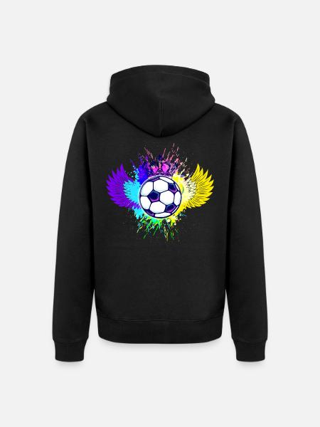 Logotipo de fútbol escudo de armas corona colorido - Chaqueta con capucha prémium ecológica unisex - negro