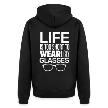 Drôle d’optometrist lunettes médecin yeux Phoropter V - Veste à capuche bio Premium Unisexe - noir - Dos - Nico (187cm)