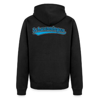 Schwenningen Fan Design Schwenninger Neckar Stadt - Unisex Premium Bio Zip Hoodie - Schwarz - Hinten - Nico (187cm)