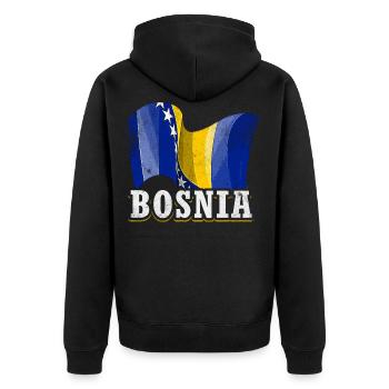Drapeau de la Bosnie - Veste à capuche bio Premium Unisexe - noir - Dos - Nico (187cm)