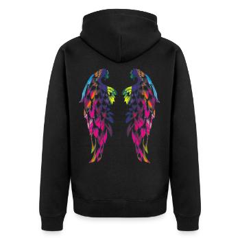 coloured wings - Unisex Premium Organic Zip Hoodie - black - Back - Nico (187cm)