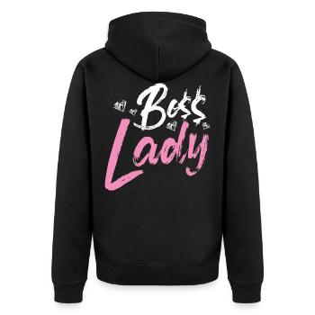 Boss Lady - Unisex Premium Bio Zip Hoodie - Schwarz - Hinten - Nico (187cm)