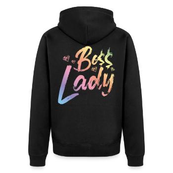Boss Lady - Unisex Premium Bio Zip Hoodie - Schwarz - Hinten - Nico (187cm)