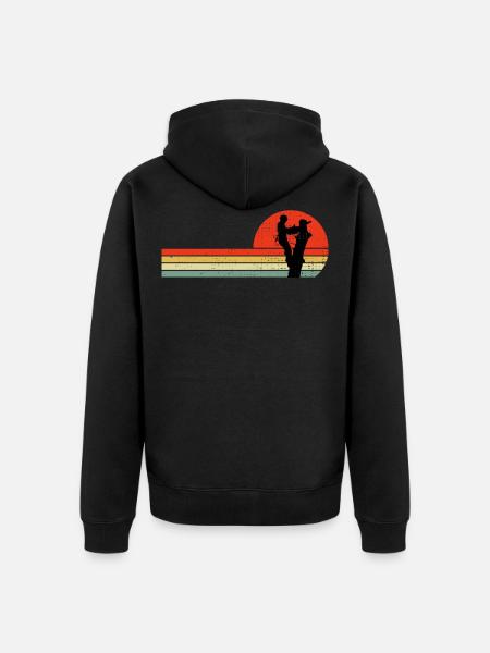 Arborist Puu Kiipeilijä Arboriculture Vintage Retro - Premium økologisk unisex-hættejakke - sort