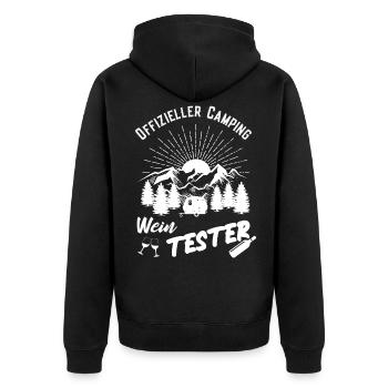 Camping Wein Campingplatz Wohnmobil Geschenk - Unisex Premium Bio Zip Hoodie - Schwarz - Hinten - Nico (187cm)