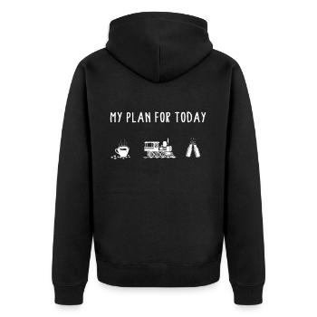 Railway Model Railway Railway Steam Locomotive Train - Unisex Premium Organic Zip Hoodie - black - Back - Nico (187cm)