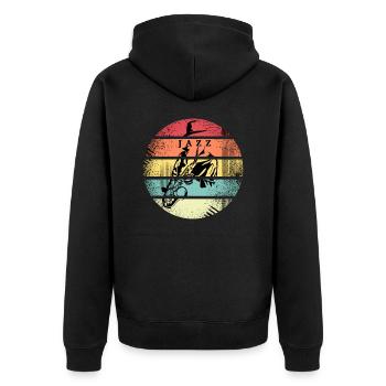 Jazz and Saxophonist Retro - Unisex Premium Organic Zip Hoodie - black - Back - Nico (187cm)