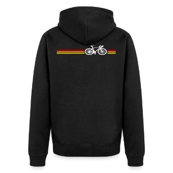 Fahrrad Rennrad Retro Design - Unisex Premium Bio Zip Hoodie - Schwarz - Hinten - Nico (187cm)