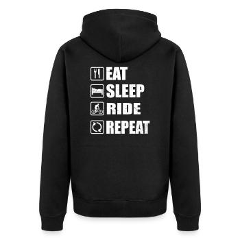 Biker Eat Sleep Ride Repeat - Unisex Premium Organic Zip Hoodie - black - Back - Nico (187cm)