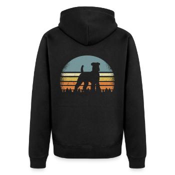 Airedale Terrier - Unisex Premium Bio Zip Hoodie - Schwarz - Hinten - Nico (187cm)