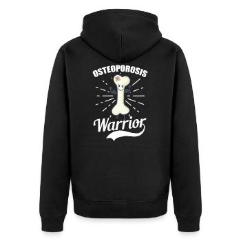 Osteoporose Bewusstsein Osteoporose Krieger - Unisex Premium Bio Zip Hoodie - Schwarz - Hinten - Nico (187cm)