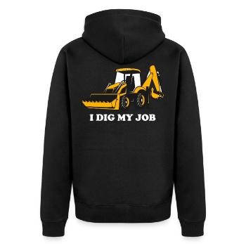 Excavator Backhoe Heavy Equipment Operator Funny - Unisex Premium Organic Zip Hoodie - black - Back - Nico (187cm)