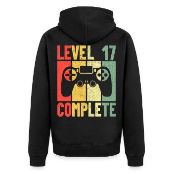 Birthday Gaming Gamer Zocker Level 17 Complete - Unisex Premium Organic Zip Hoodie - black - Back - Nico (187cm)