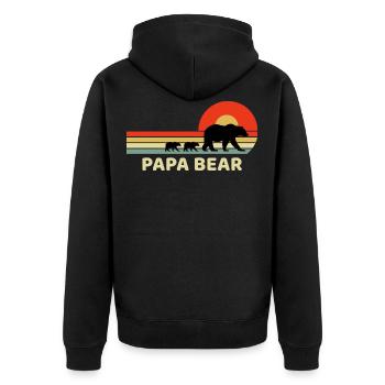 Vintage Retro Papa Papa Bär Papa Väter Tag Geschenk - Unisex Premium Bio Zip Hoodie - Schwarz - Hinten - Nico (187cm)