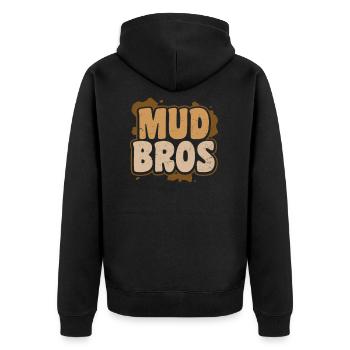 Mud Run Mud Bros - Unisex Premium Organic Zip Hoodie - black - Back - Nico (187cm)