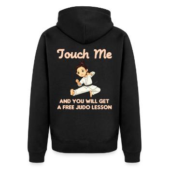 Judo Dame Touche-moi et tu en auras un cher - Veste à capuche bio Premium Unisexe - noir - Dos - Nico (187cm)