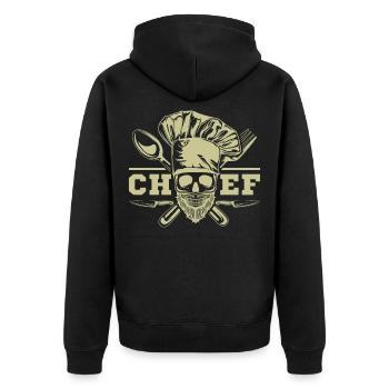 Tête de mort Chef Cuisinier - Veste à capuche bio Premium Unisexe - noir - Dos - Nico (187cm)