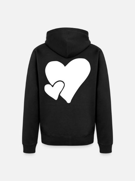 Heart Emoji Sketch - Unisex Premium Organic Zip Hoodie - black