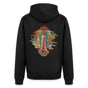 Modèle de leopar de Notre-Dame de Guadalupe - Veste à capuche bio Premium Unisexe - noir - Dos - Nico (187cm)