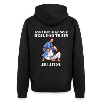 Jiujitsu Dad Some Dad Play Golf Real Dad trai - Unisex Premium Organic Zip Hoodie - black - Back - Nico (187cm)