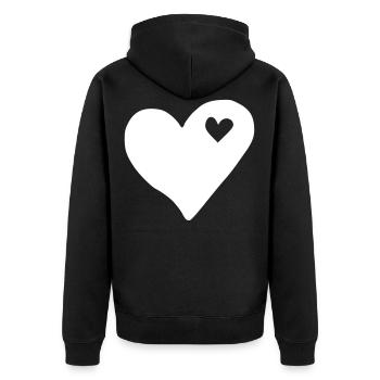 Émoji de coeur esquisse - Veste à capuche bio Premium Unisexe - noir - Dos - Nico (187cm)