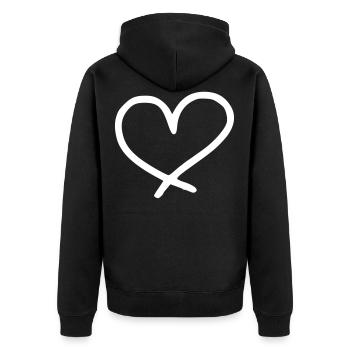 Émoji de coeur esquisse - Veste à capuche bio Premium Unisexe - noir - Dos - Nico (187cm)