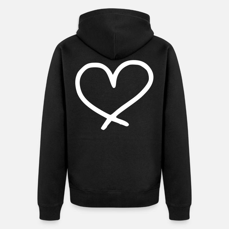Émoji de coeur esquisse - Veste à capuche bio Premium Unisexe - noir