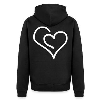 Herz Emoji Skizze - Unisex Premium Bio Zip Hoodie - Schwarz - Hinten - Nico (187cm)