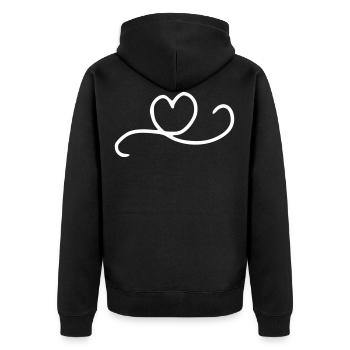 Émoji de coeur esquisse - Veste à capuche bio Premium Unisexe - noir - Dos - Nico (187cm)