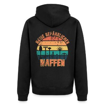 Meine Gefährlichen Waffen Gärtner Gartengeräte - Unisex Premium Bio Zip Hoodie - Schwarz - Hinten - Nico (187cm)