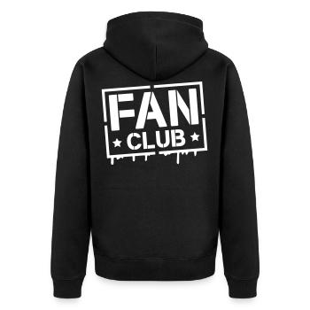 fan club stamp - Unisex Premium Bio Zip Hoodie - Schwarz - Hinten - Nico (187cm)