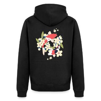 Koi Fisch Koi Fische Koiteich Teich Japan Geschenk - Unisex Premium Bio Zip Hoodie - Schwarz - Hinten - Nico (187cm)